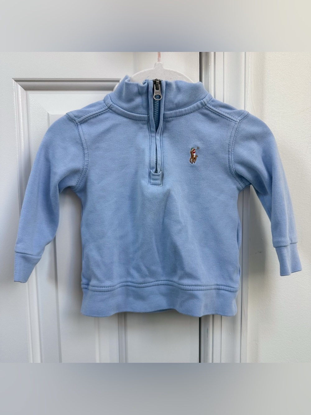 Polo by Ralph Lauren Baby Blue Quarter-Zip Pullover 6m